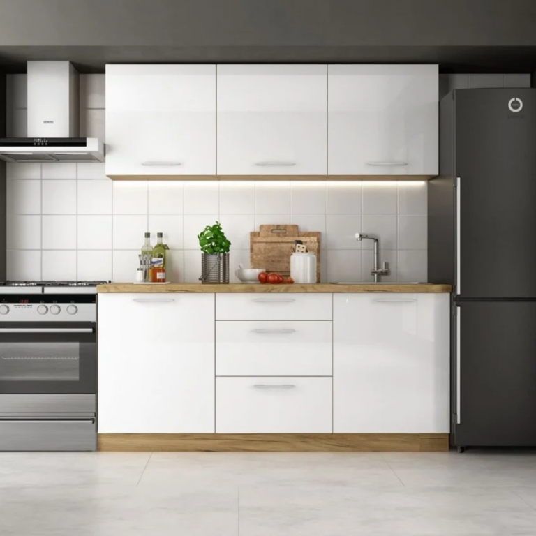 Cuisine Naturel Billy 1,8m blanc brillant design contemporain