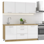 Cuisine Naturel Billy 1,8m blanc brillant design contemporain
