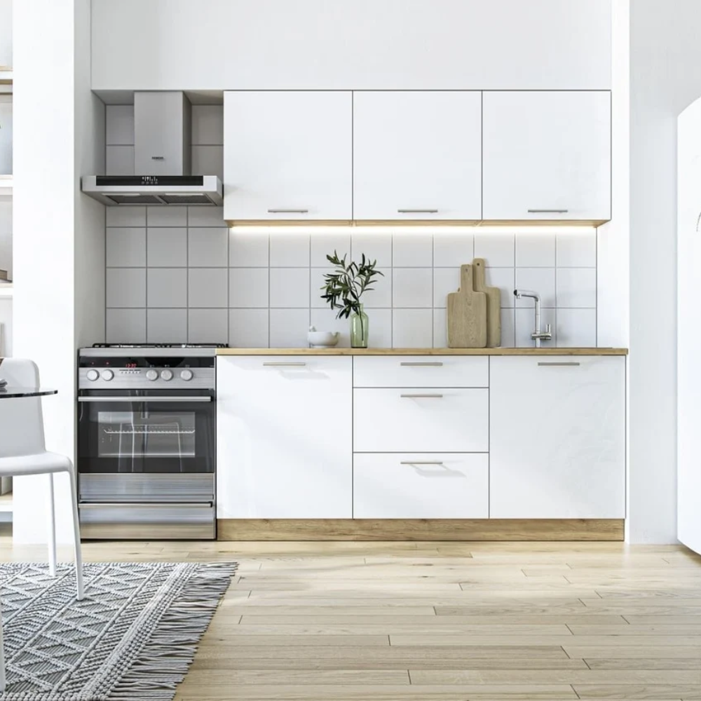 billy-180m-ensemble-de-meubles-de-cuisine-a-assembler-ksetbilly Cuisine Naturel Billy 1,8m blanc brillant design contemporain