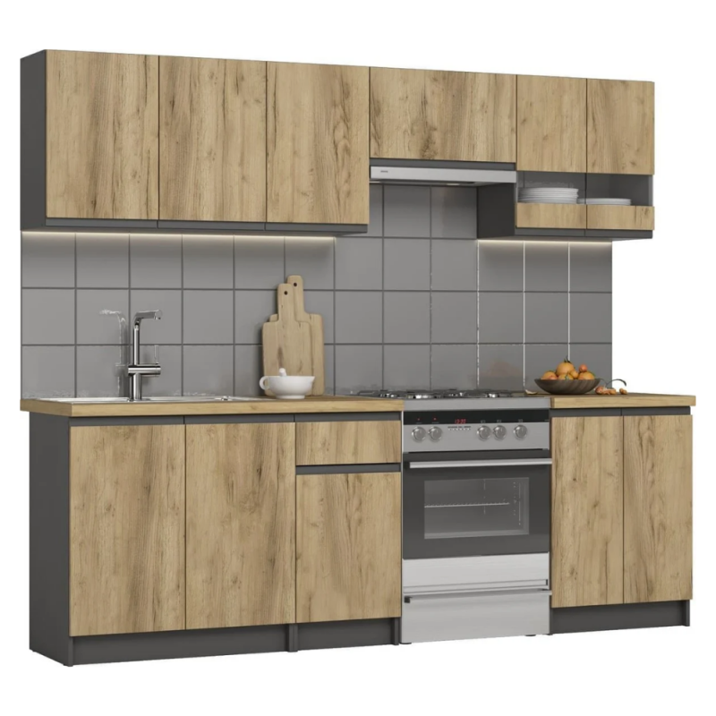 Cuisine Naturel Katarina Graphite Lux 2,4m finition graphite design minimaliste