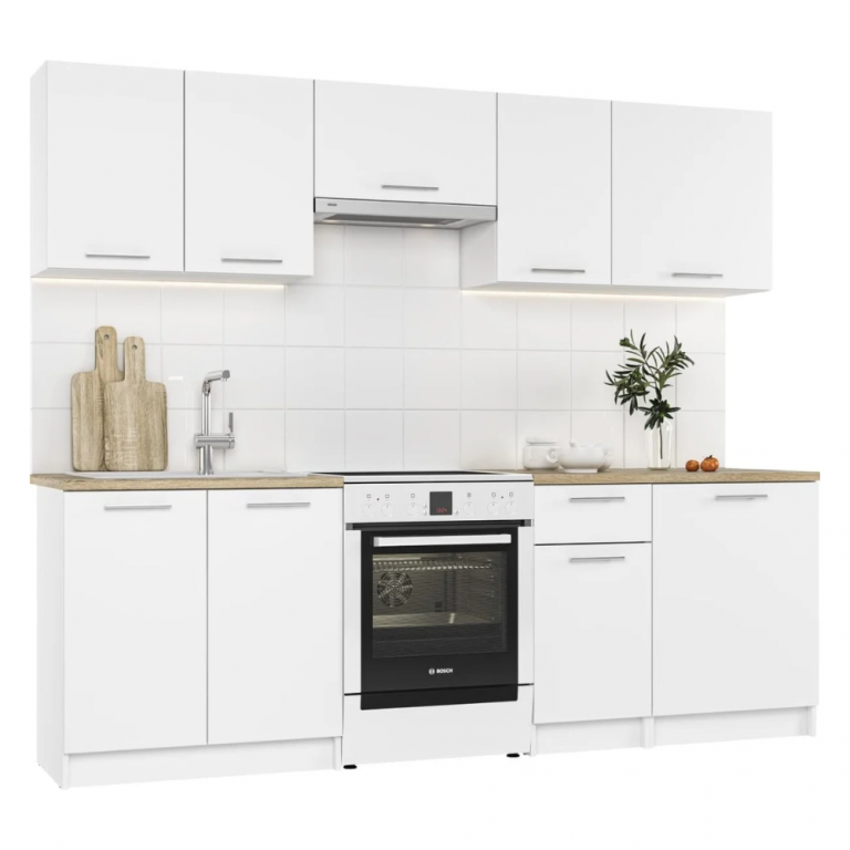 Cuisine Naturel Lila 2,4m design moderne blanc livea.fr