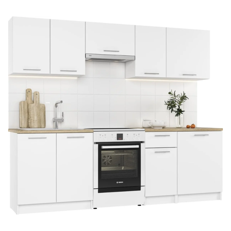 Cuisine Naturel Lila 2,4m design moderne blanc livea.fr
