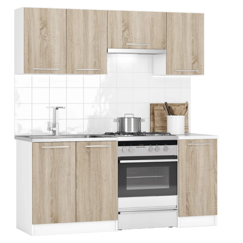 Cuisine Oak 1,8m chêne Sonoma ensemble complet meuble cuisine