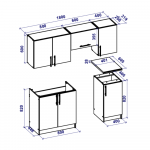 Cuisine Oak 1,8m chêne Sonoma ensemble complet meuble cuisine