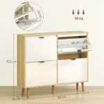 Meuble à chaussures blanc étroite avec tiroirs rabattables pour 20 paires – Image 5