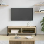 Meuble TV Industriel Chêne 100 cm – Design Moderne avec Rangement & Pieds Acier – Image 7