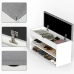 Banc à chaussures avec rangement et assise rembourrée 80 cm – Image 7