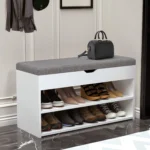 Banc à chaussures avec rangement et assise rembourrée 80 cm