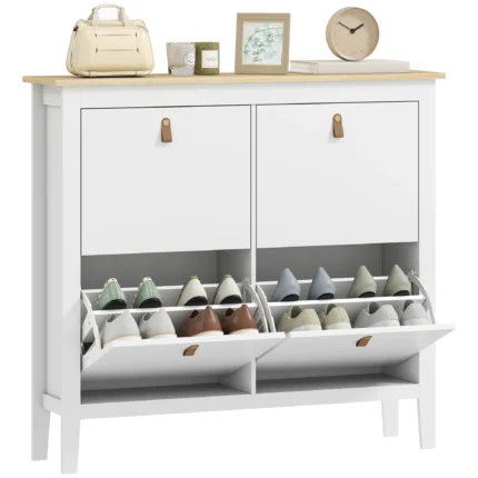 Meuble à chaussures blanc 20 paires étroit, Armoire gain de place