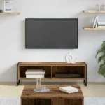 Meuble TV Industriel Chêne 100 cm – Design Moderne avec Rangement & Pieds Acier – Image 10