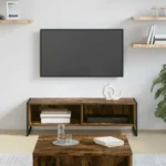 Meuble TV Industriel Chêne 100 cm – Design Moderne avec Rangement & Pieds Acier – Image 8