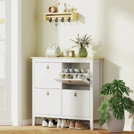 Meuble à chaussures blanc 20 paires étroit, Armoire gain de place