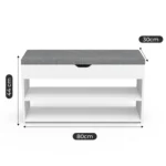 Banc à chaussures avec rangement et assise rembourrée 80 cm – Image 6