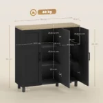 Buffet noir et bois moderne| Meuble rangement salon 90 cm