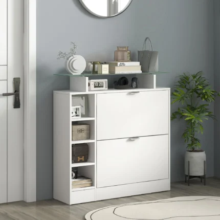 Meuble à chaussures blanc 12 paires | Étagère moderne gain de place