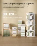 Bibliothèque rotative 360° blanc et chêne | Étagère design 4 niveaux
