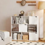 Bibliothèque blanche 9 cubes 106 cm Étagère rangement moderne