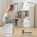 Bibliothèque blanche 9 cubes 106 cm Étagère rangement moderne