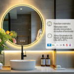 Miroir Salle de Bain Rond LED Anti-Buée Tactile – Éclairage Réglable – Image 8