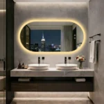 Miroir de salle de bain LED ovale – Anti-buée & éclairage rétroéclairé 80/100/120 cm – Image 3