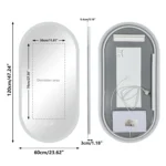 Miroir de salle de bain LED ovale – Anti-buée & éclairage rétroéclairé 80/100/120 cm – Image 6