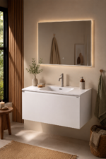 Ensemble Meuble Salle de Bain 100 cm avec Miroir LED – Maelen ribinet gris brossé , maison & declic