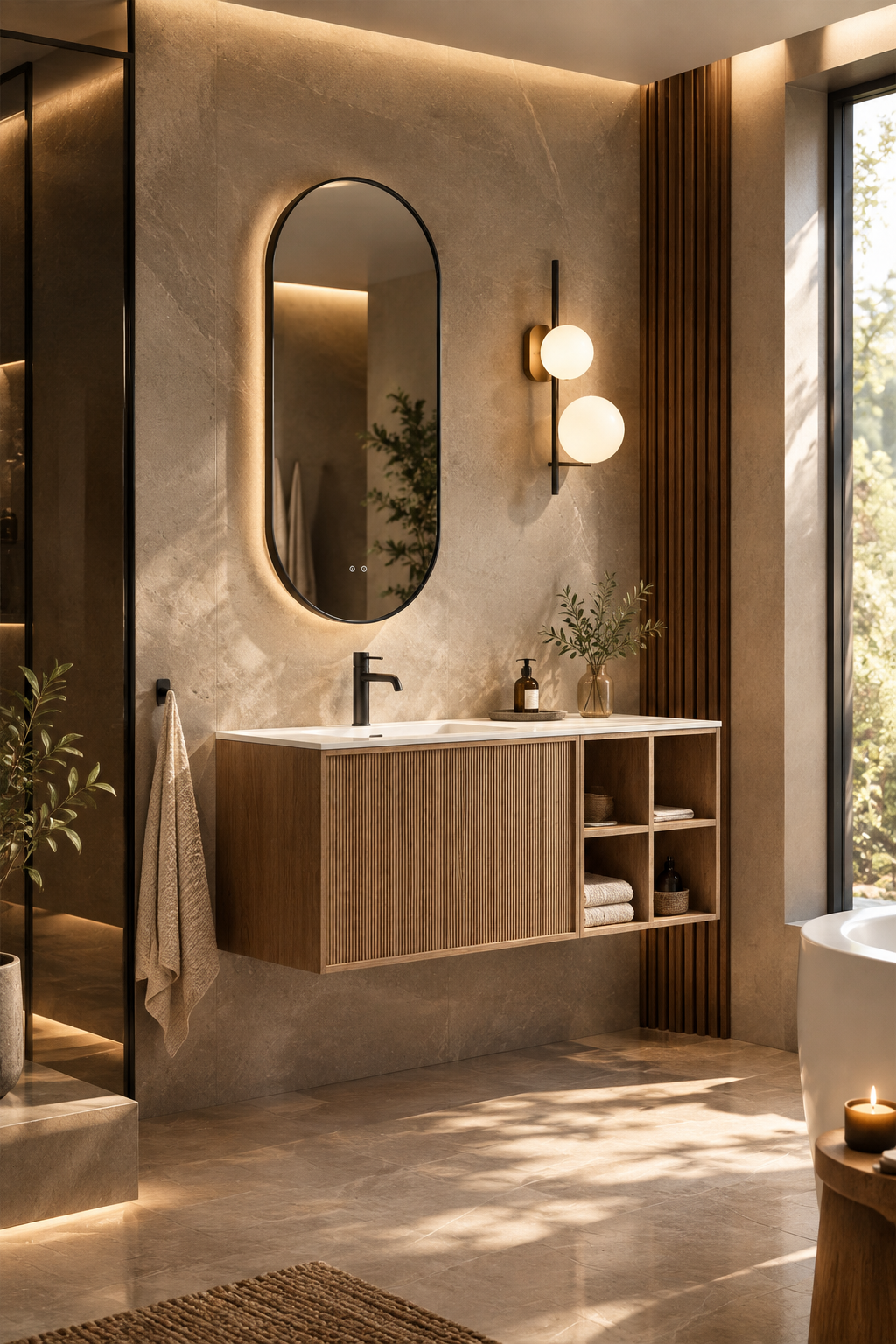 Enka 120 cm finition bois foncé