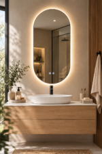 Miroir mural ovale 50x100 cm pour salle de bain avec lumière LED et anti-buée astro 2