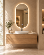 Miroir mural ovale 50x100 cm pour salle de bain avec lumière LED et anti-buée astro 2