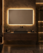 Miroir mural rectangulaire 100 cm pour salle de bain avec lumière LED et anti-buée- Riben – Image 5
