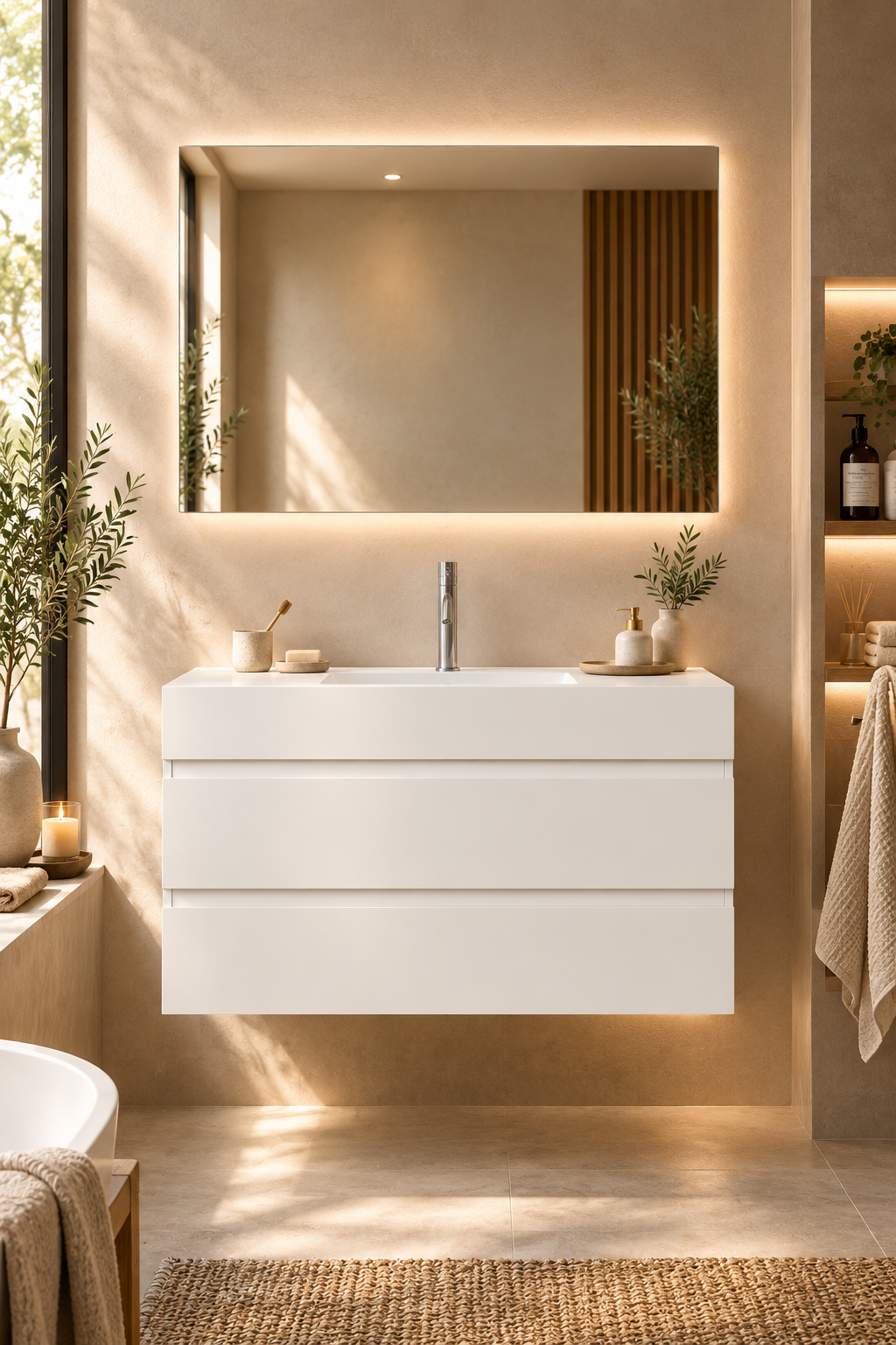 Meuble salle de bain Ona 100 cm finition blanche
