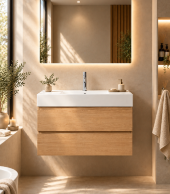 ensemble-de-meuble-de-salle-de-bain-en-bois-et-placage-de-frene-avec-lavabo-integre- bois naturel ona 100cm