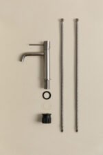 Ensemble Meuble Salle de Bain Suspendu 100 cm avec Miroir LED & Robinet Gris Brossé – Maelen
