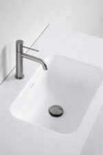 Ensemble Meuble Salle de Bain Suspendu 100 cm avec Miroir LED & Robinet Gris Brossé – Maelen