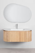 Meuble de salle de bain Karsona 120 cm suspendu finition bois naturel