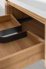 Meuble de salle de bain Karsona 120 cm suspendu finition bois naturel