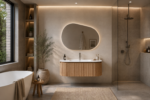 Meuble de salle de bain Karsona 120 cm suspendu finition bois naturel