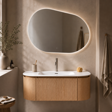 Ensemble meuble salle de bain Karsona 120 cm suspendu avec lavabo intégré