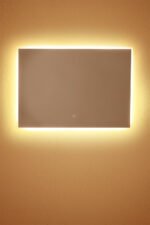 Miroir mural rectangulaire 100 cm pour salle de bain avec lumière LED et anti-buée- Riben – Image 9