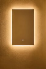 Miroir mural rectangulaire 55x90 cm pour salle de bain avec lumière LED et anti-buée- Riben