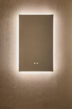 Miroir mural rectangulaire 55x90 cm pour salle de bain avec lumière LED et anti-buée- Riben