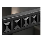 Détail des motifs pyramidaux noirs de la poignée Gloria, illustration