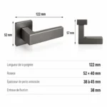Schéma de dimensions de la poignée Kuchinox Kvadrato II graphite, à vérifier avec la fiche fabricant